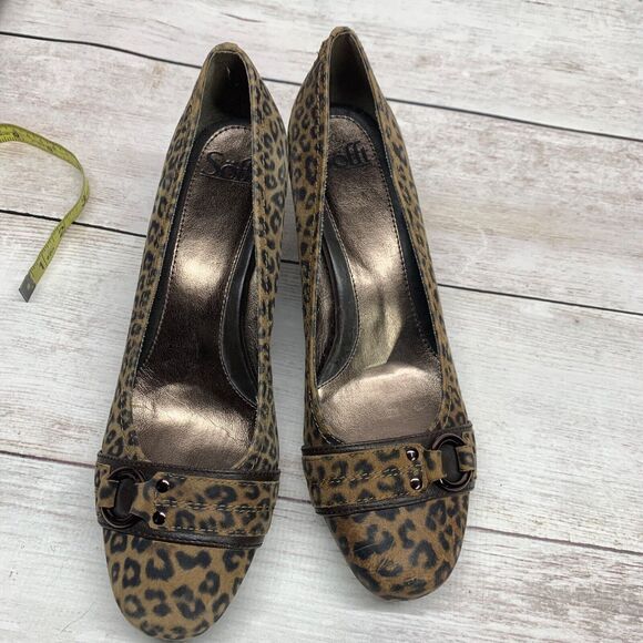Sofft Womens Leopard Animal Print Closed Toe Dress Shoe Size 10M Heel - Picture 8 of 11